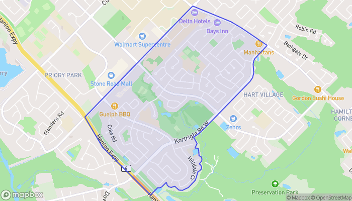 Map of Hanlon Creek