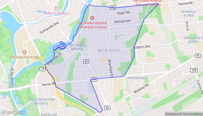 Map of Billings Bridge - Alta Vista