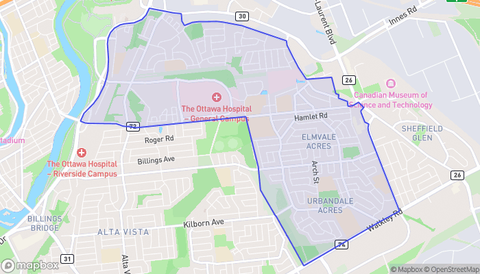 Map of Elmvale - Eastway - Riverview - Riverview Park West