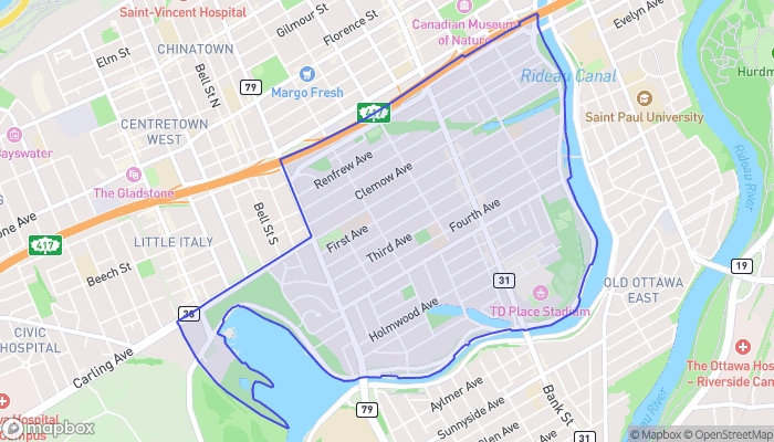 Map of Glebe - Dows Lake