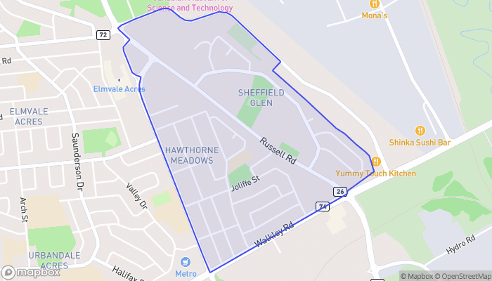 Map of Hawthorne Meadows - Sheffield Glen