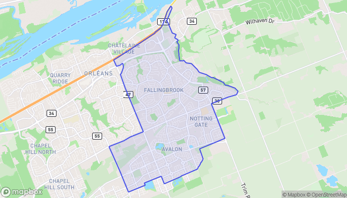 Map of OrléAns Avalon - Notting Gate - Fallingbrook - Gardenway South