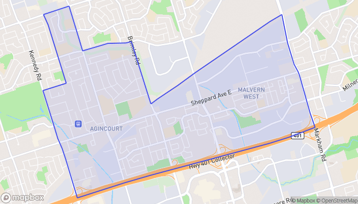 Map of Agincourt South-Malvern West