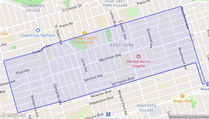 Map of Danforth East York