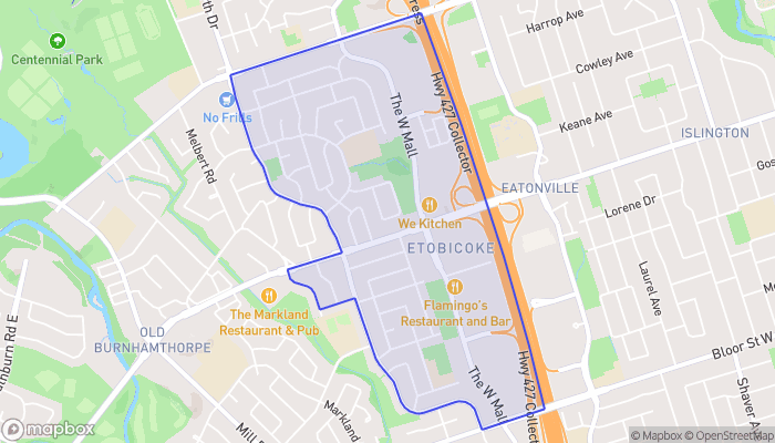 Map of Etobicoke West Mall