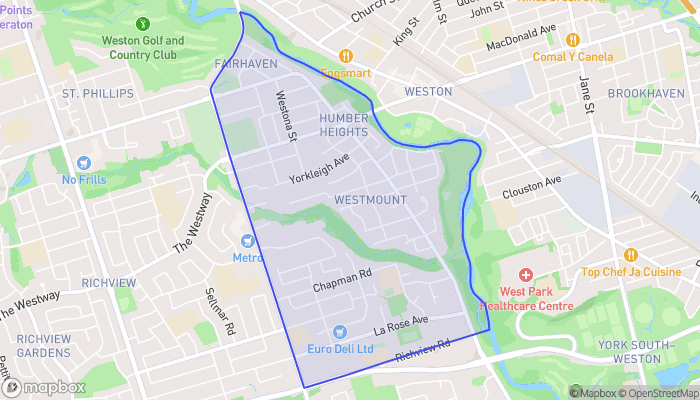 Map of Humber Heights-Westmount