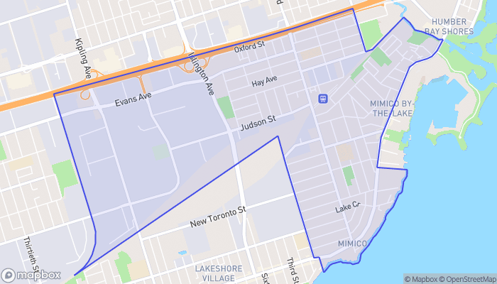 Map of Mimico-Queensway