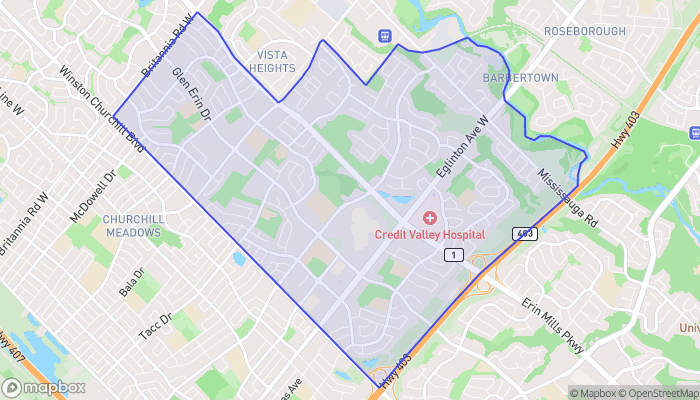 Map of Central Erin Mills