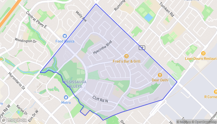Map of Mississauga Valleys