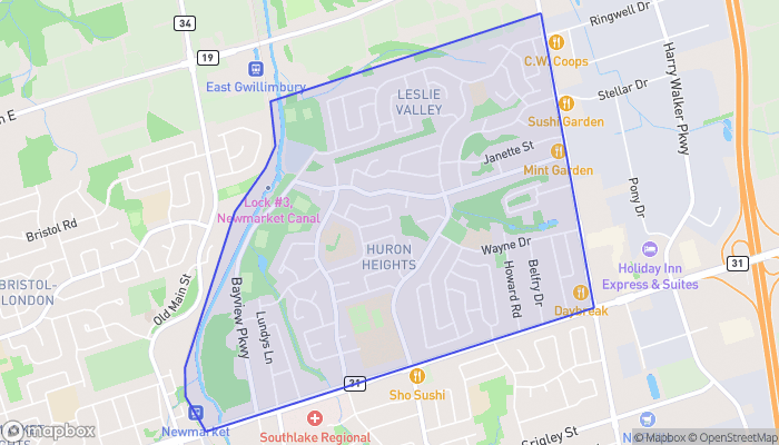 Map of Huron Heights - Leslie Valley