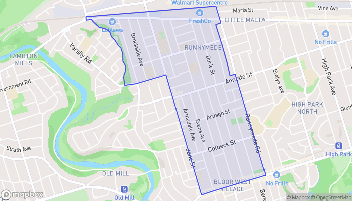 Map of Runnymede-Bloor West Village