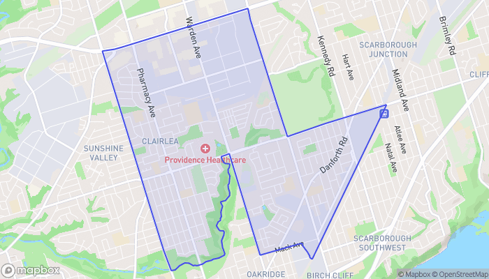 Map of Clairlea-Birchmount