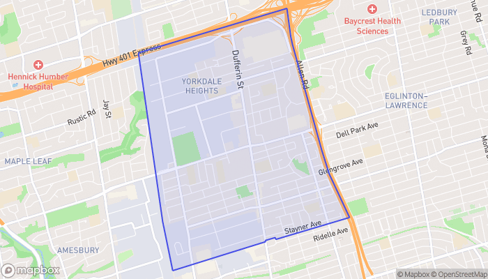 Map of Yorkdale-Glen Park
