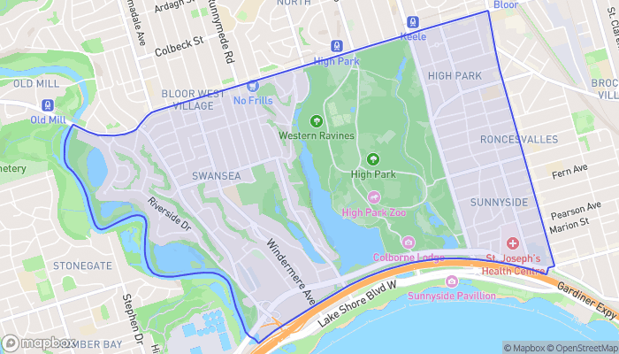 Map of High Park-Swansea