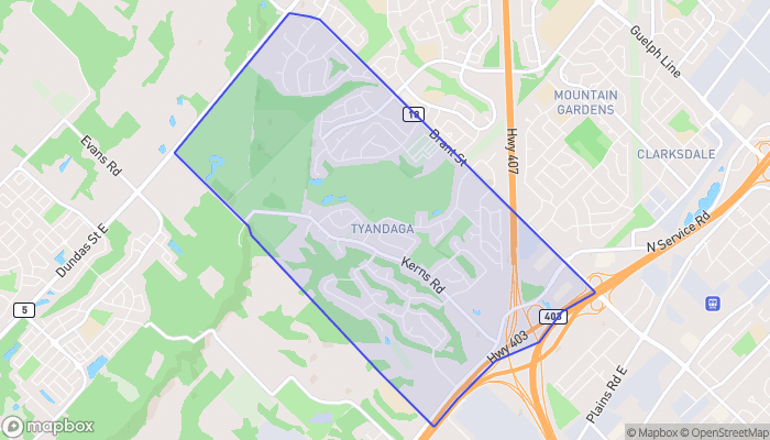 Map of Tyandaga