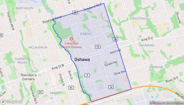 Map of Downtown Oshawa