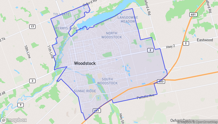 Map of Woodstock