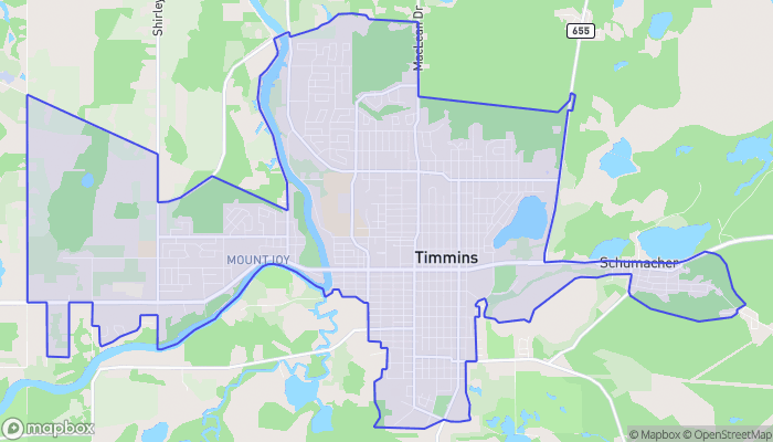Map of Timmins