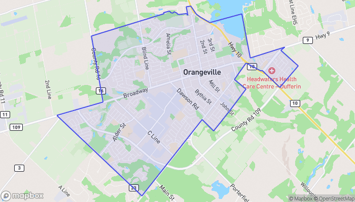 Map of Orangeville