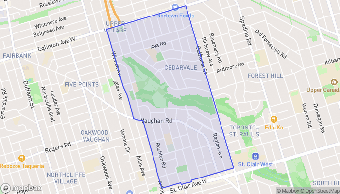 Map of Humewood-Cedarvale
