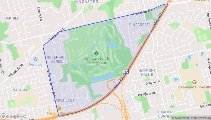 Map of Hamilton Golf and Country Club